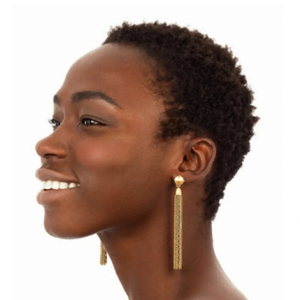 Gold Fringe Tassel Earrings Stella & Dot - Picture 2 of 6